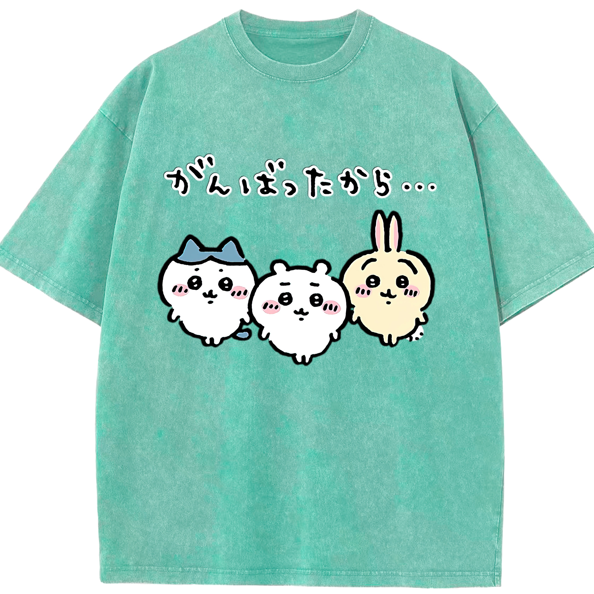 （画像用） ちいかわ ハチワレ Chii-kawa hachiware 綿100% ヴィンテージ風 半袖Tシャツ（フロントプリント）